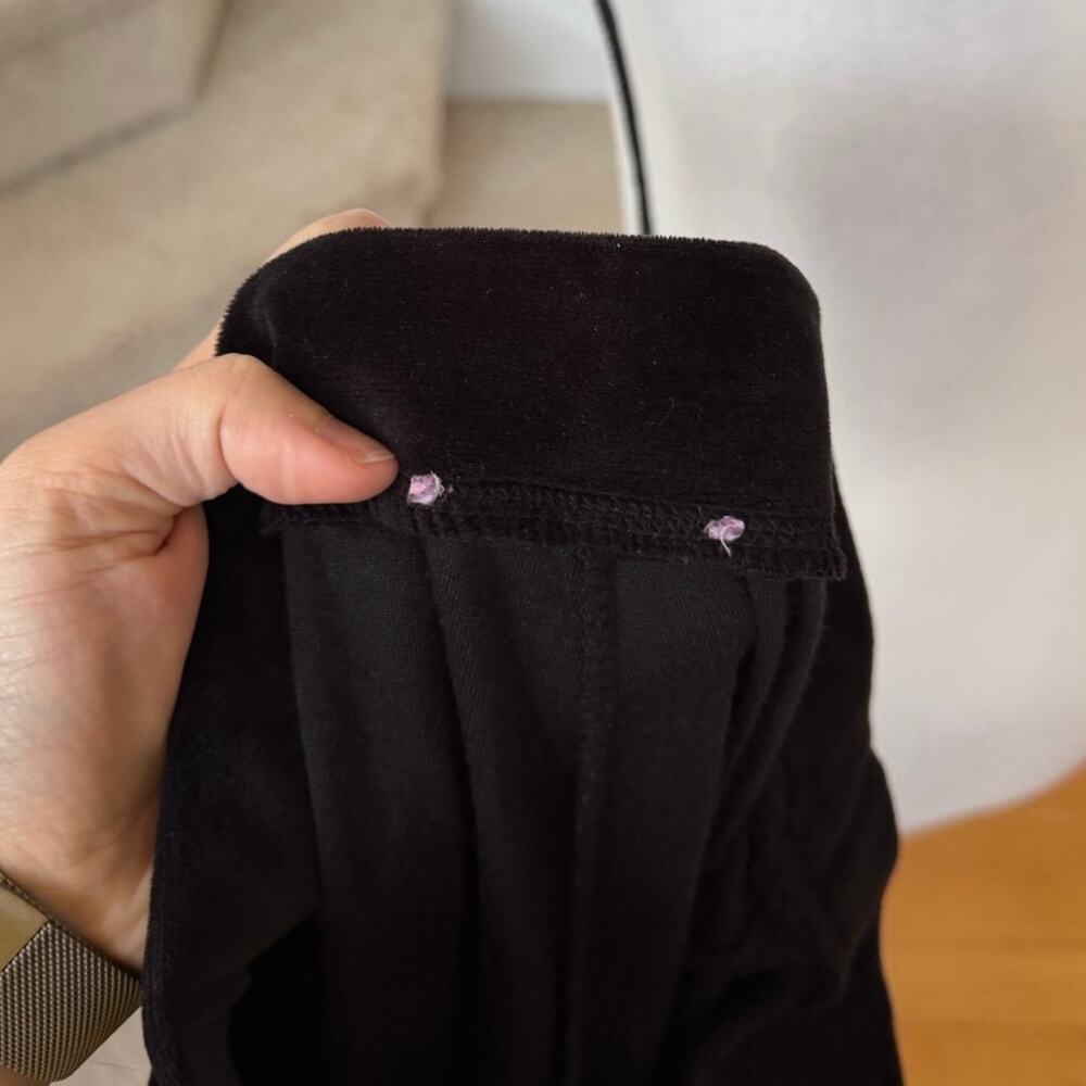 Juicy Couture Black Velour Bedazzled Embellished Hoodie Wide Leg Track Suit - Picture 6 of 10